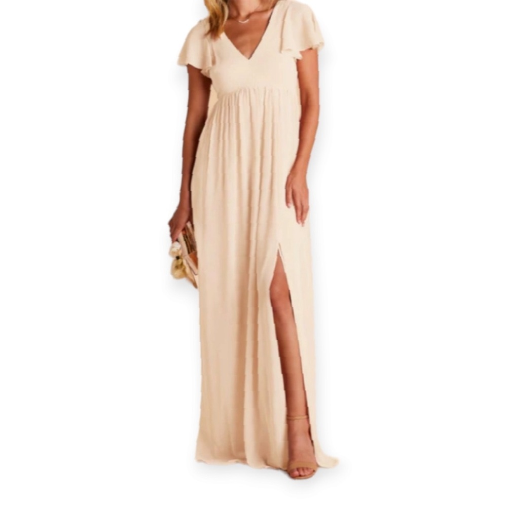 Birdy Grey Hannah Empire Waist Chiffon Champagne Pink Maxi Dress Gown